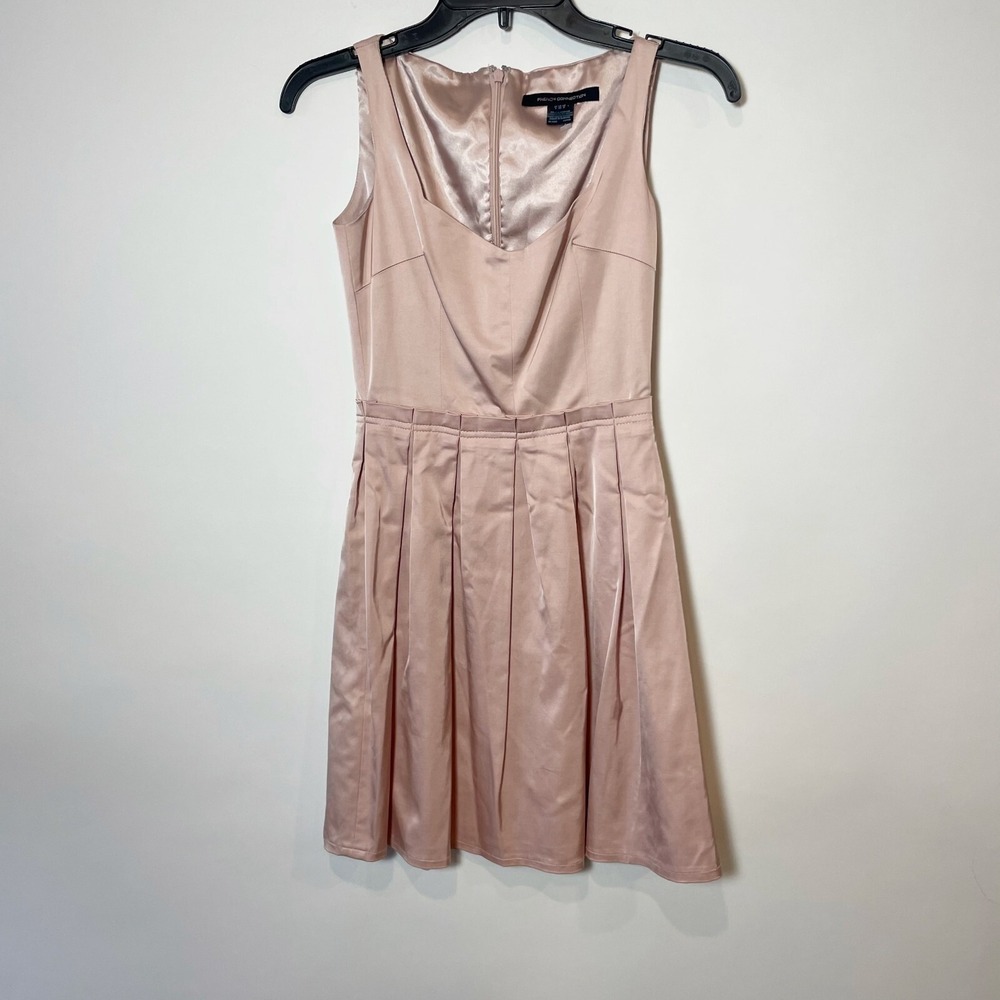 French Connection FCUK Sassy‎ Sarah A-line Mini Dress Pink 0 Sleeveless Pleated
